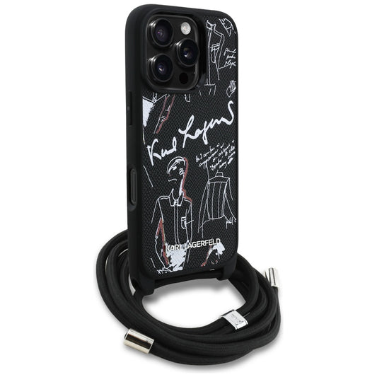 MagSafe futrola za Apple iPhone 16 Pro Max, Karl Lagerfeld, Saffiano Crossbody, Crna