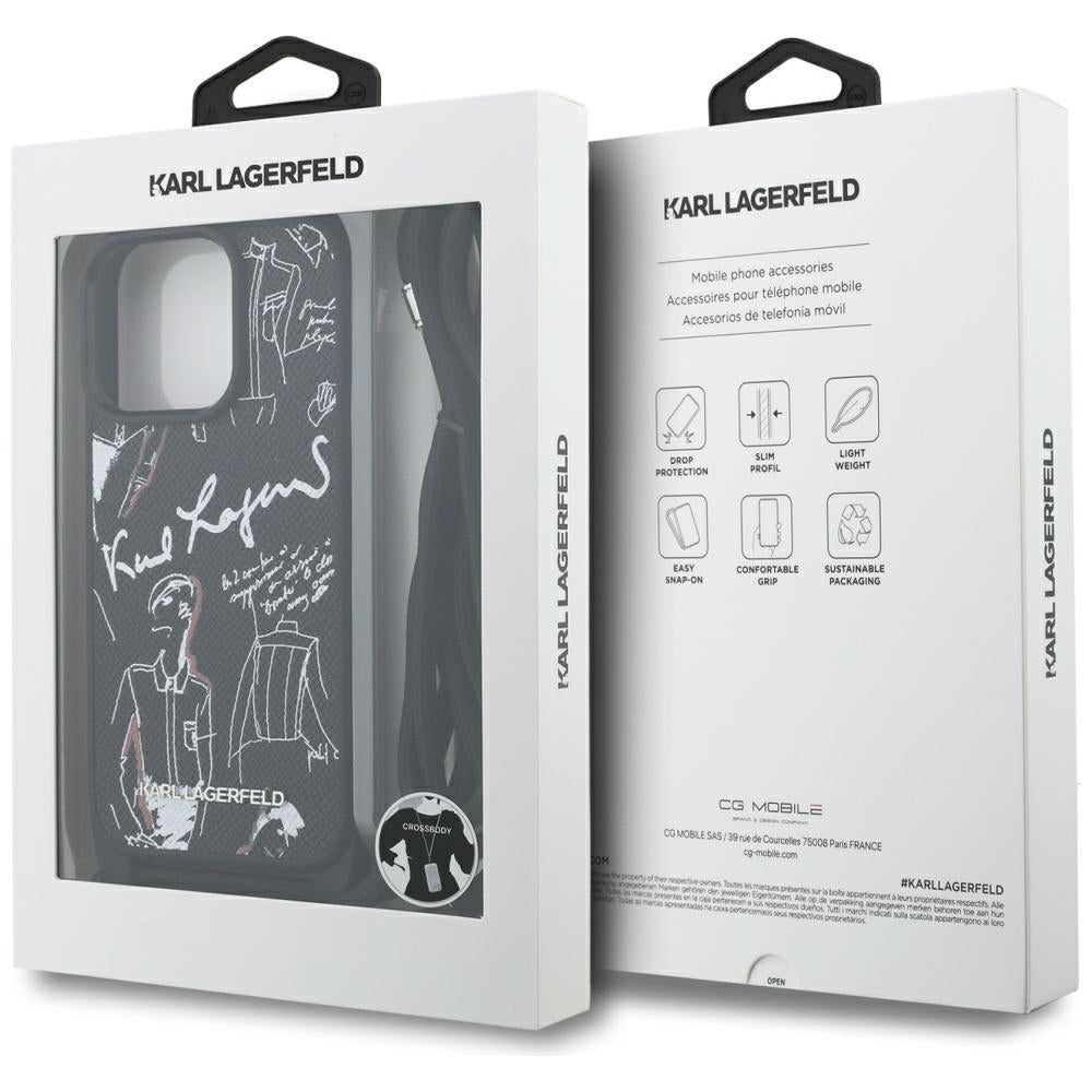 MagSafe futrola za Apple iPhone 16 Pro Max, Karl Lagerfeld, Saffiano Crossbody, Crna