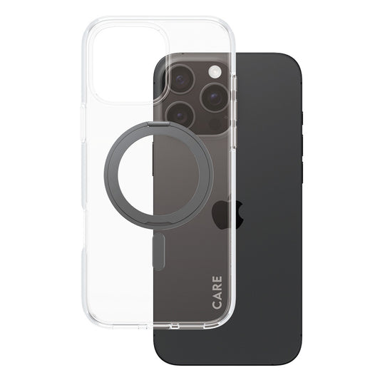 Futrola MagSafe za Apple iPhone 16 Pro Max, PanzerGlass, Care Feature Kickstand, Crna Prozirna