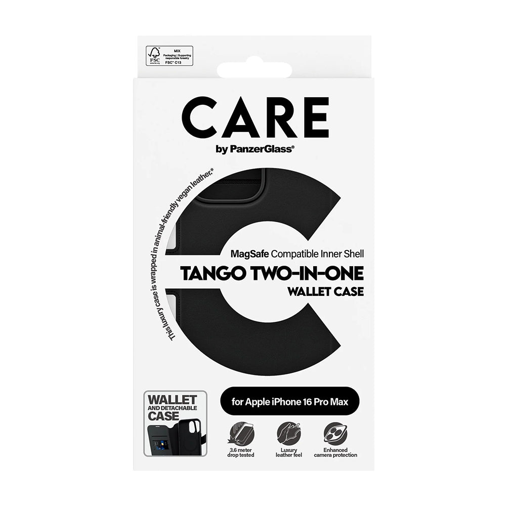 Futrola MagSafe za Apple iPhone 16 Pro Max, PanzerGlass, Care Feature Tango Two-in-One, Crna