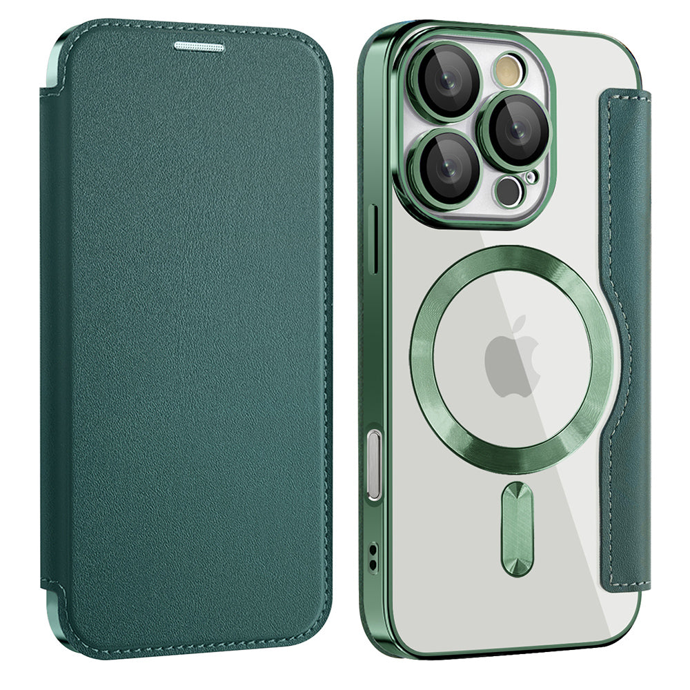 MagSafe futrola za Apple iPhone 16 Pro Max, Techsuit, SmartMag Book, Zelena