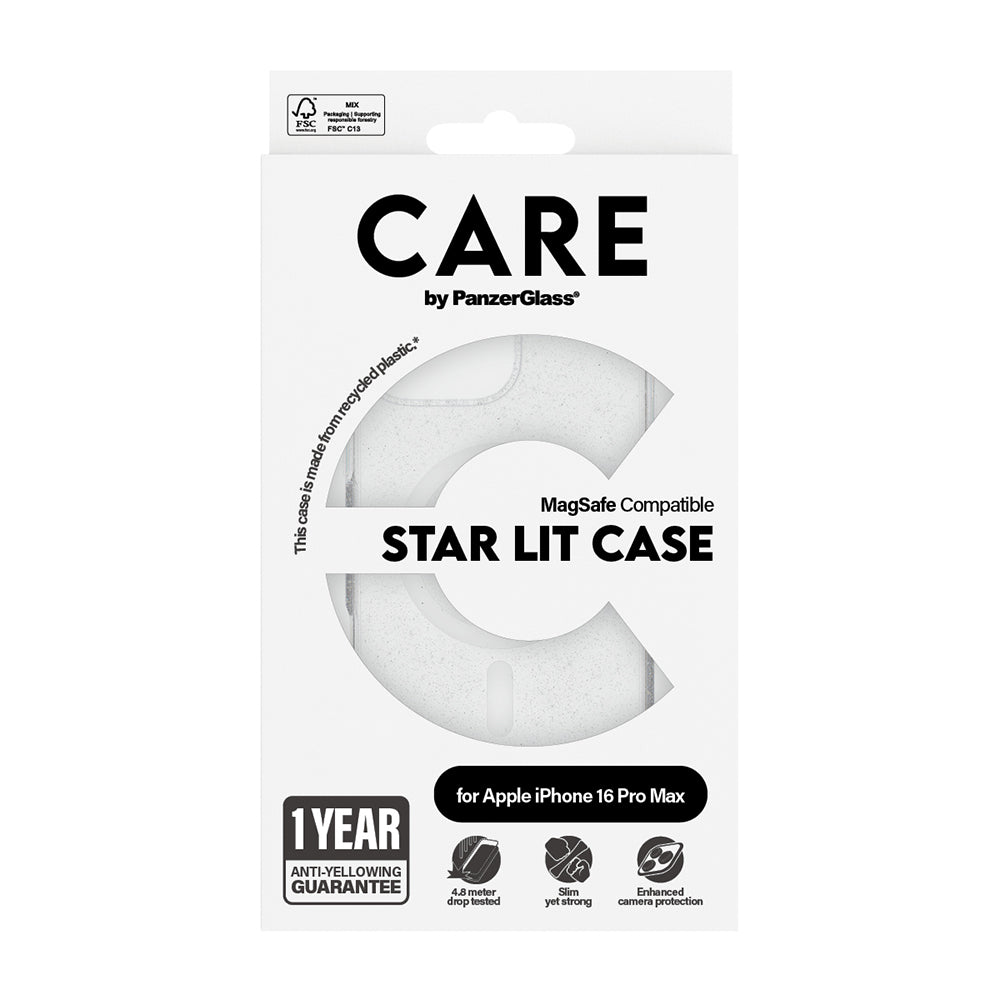 Futrola MagSafe za Apple iPhone 16 Pro, PanzerGlass, Care Urban Combat Star Lit, Bijela Prozirna