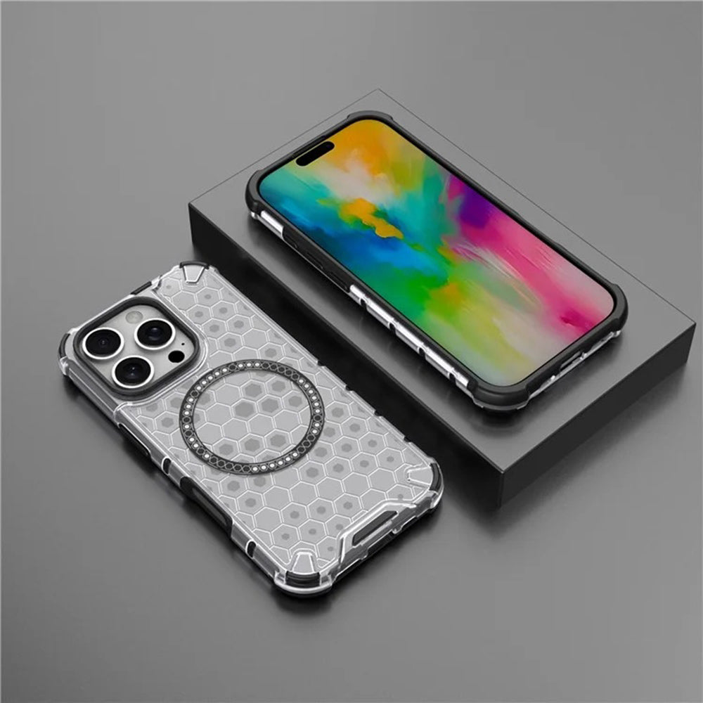 MagSafe futrola za Apple iPhone 16 Pro, Techsuit, HoneyComb Shield, Bijela