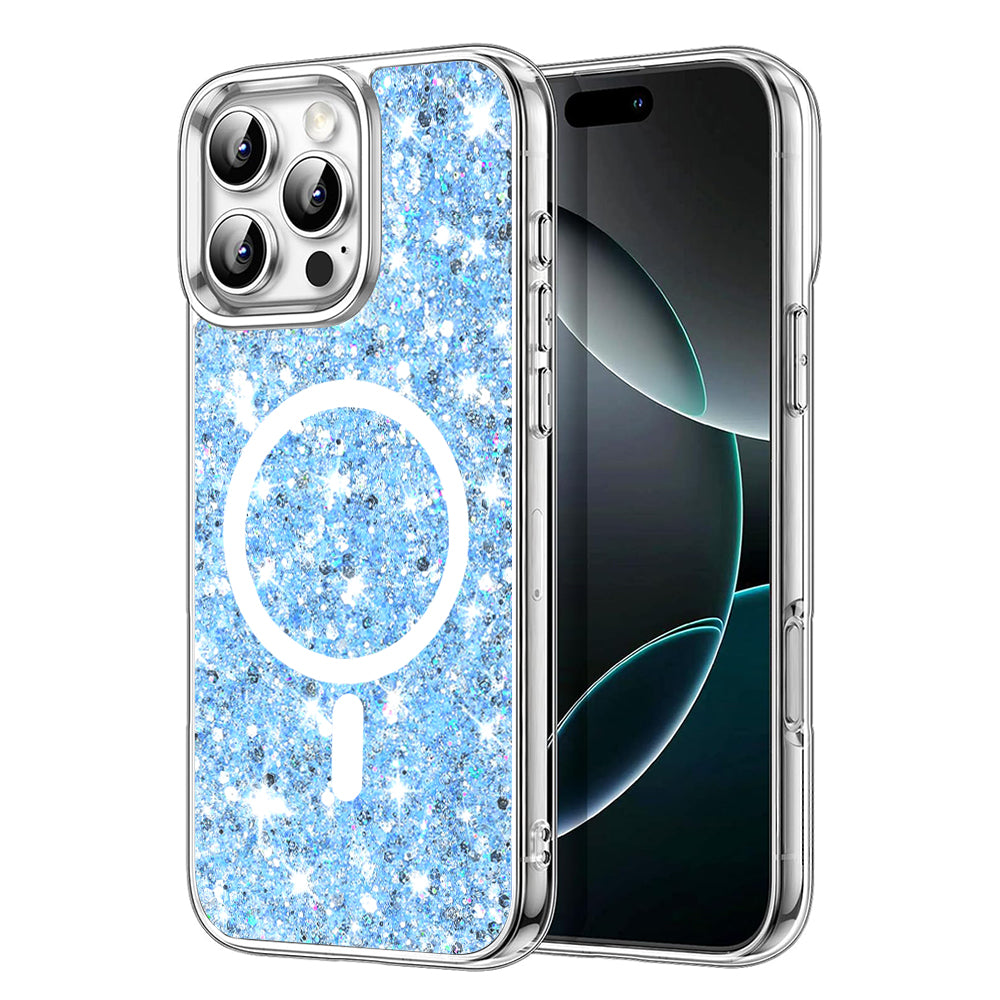 MagSafe maska za Apple iPhone 16 Pro, Techsuit, Sparkly Glitter, Plava