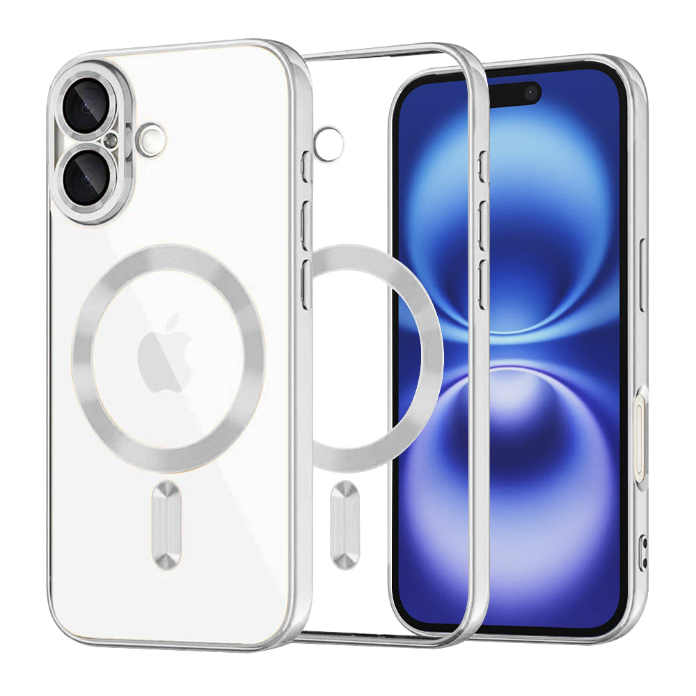 MagSafe futrola za Apple iPhone 16, Techsuit, Luxury Crystal, Srebrna
