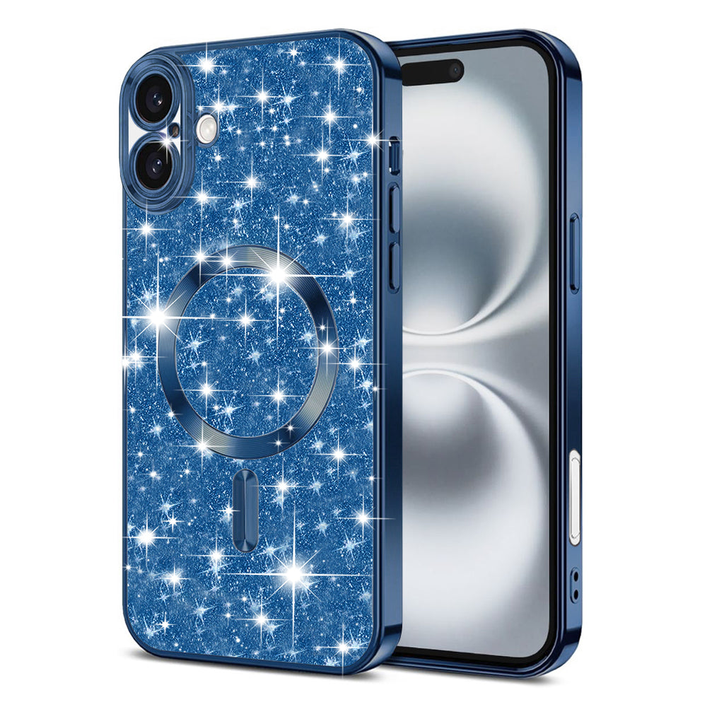 MagSafe futrola za Apple iPhone 16, Techsuit, Luxury Glitter, Tamno Plava