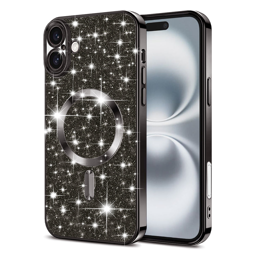 MagSafe futrola za Apple iPhone 16, Techsuit, Luxury Glitter, Crna
