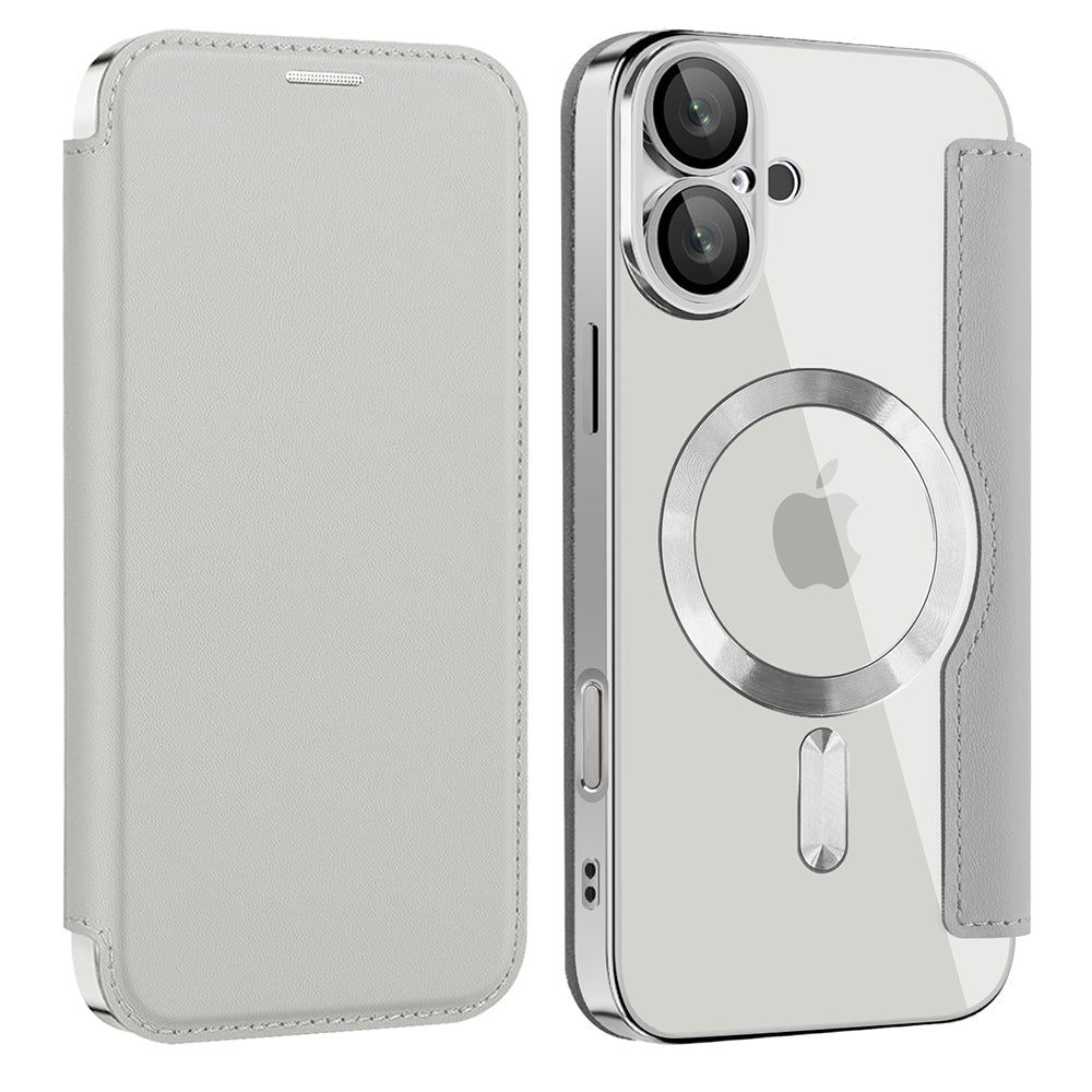 MagSafe futrola za Apple iPhone 16, Techsuit, SmartMag Book, Siva