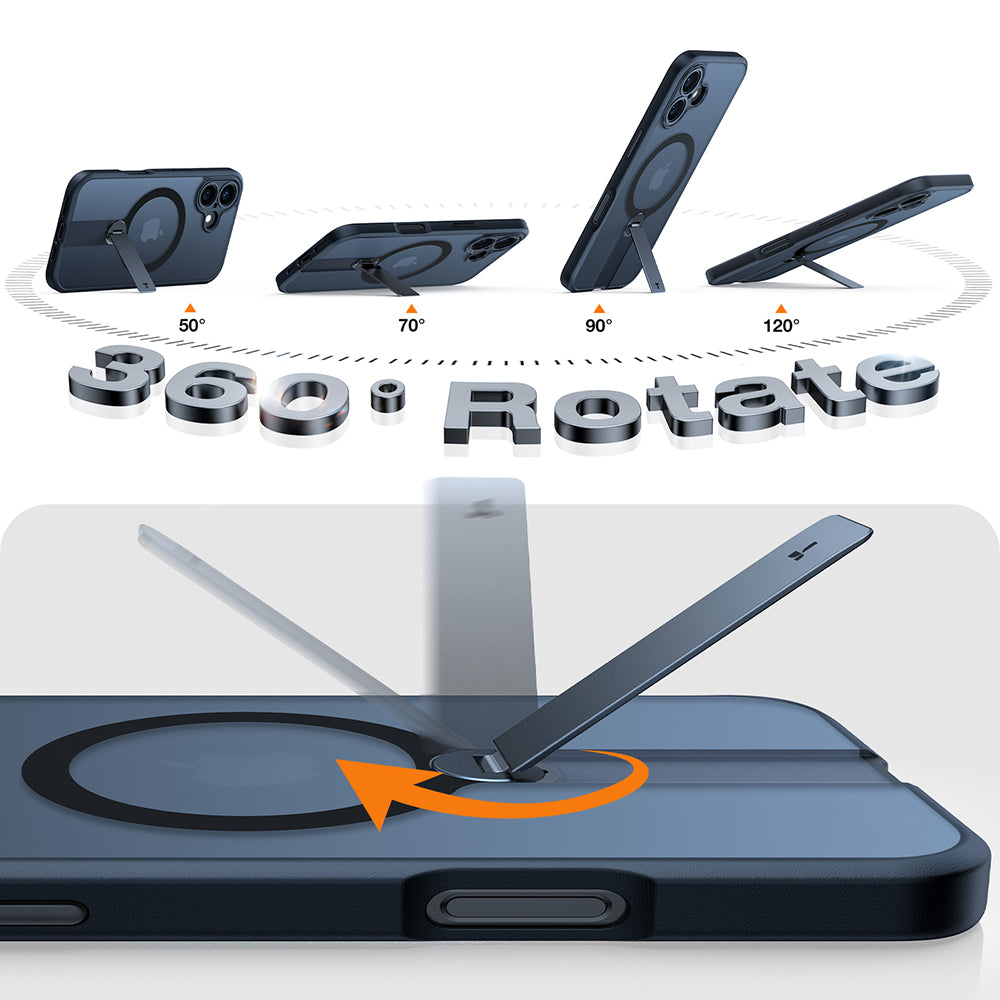 MagSafe torbica za Apple iPhone 16, Torras, Pstand Spin, Crna