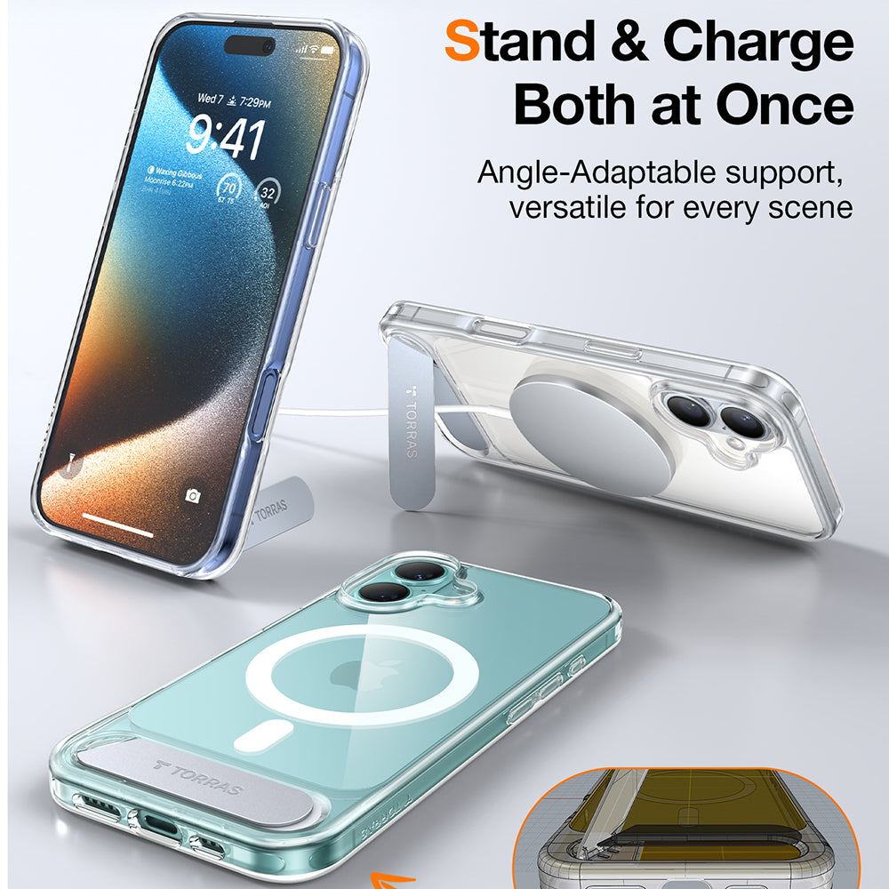 MagSafe torbica za Apple iPhone 16, Torras, Pstand, Prozirna