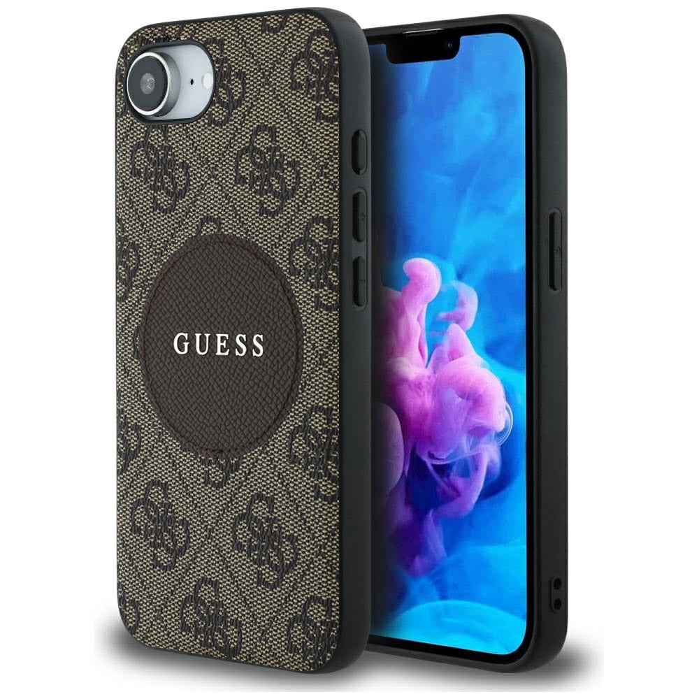 MagSafe futrola za Apple iPhone 17e / 16e, Guess, 4G Circle Classic Logo, smeđa