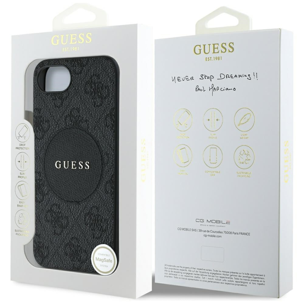 MagSafe futrola za Apple iPhone 17e / 16e, Guess, 4G Circle Classic Logo, Crna