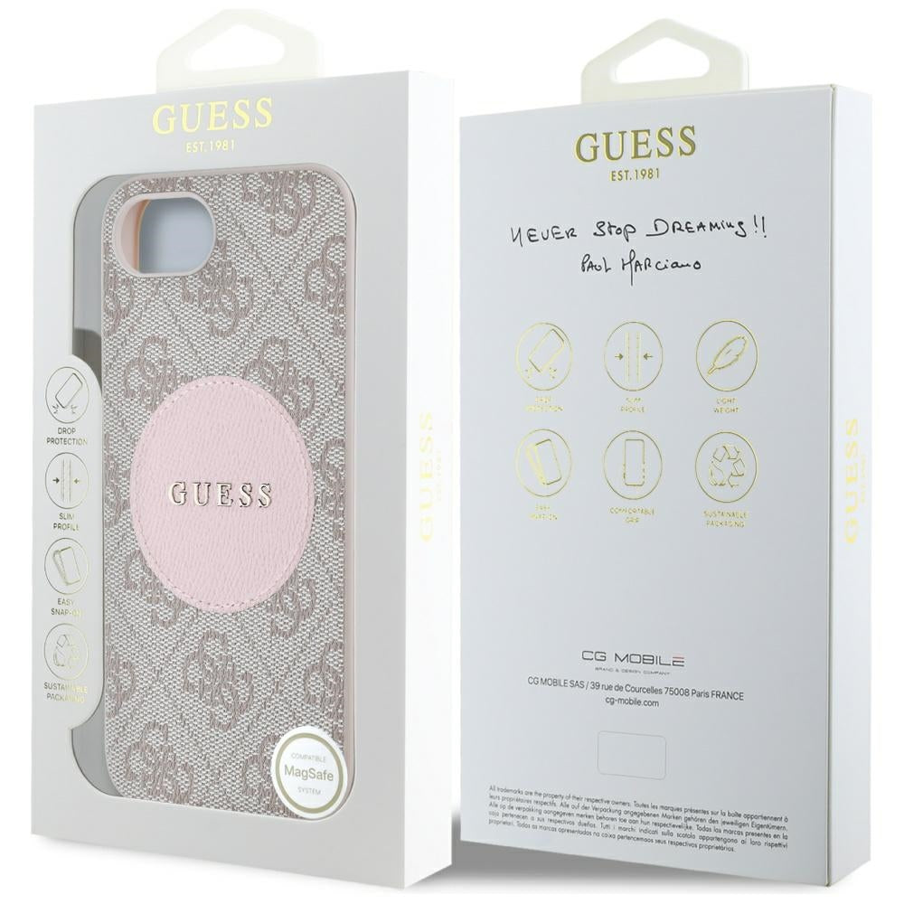 MagSafe futrola za Apple iPhone 17e / 16e, Guess, 4G Circle Classic Logo, Roza