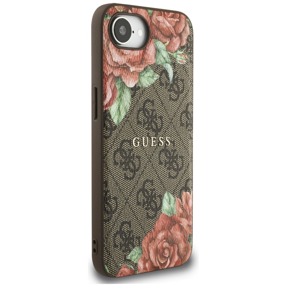 MagSafe futrola za Apple iPhone 17e / 16e, Guess, 4G Flowers Print, smeđa