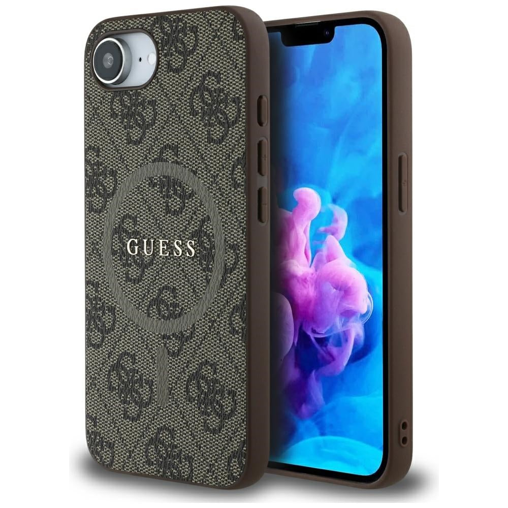 MagSafe futrola za Apple iPhone 17e / 16e, Guess, 4G Ring Classic Logo, smeđa