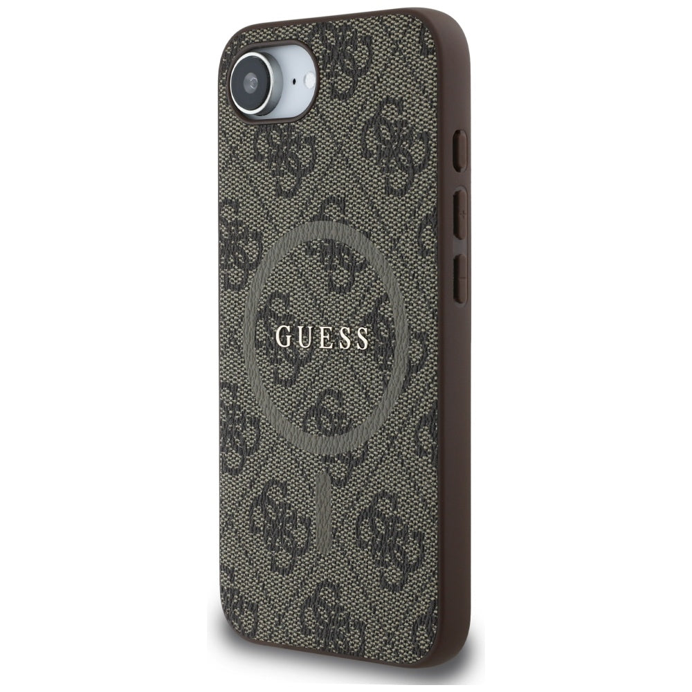 MagSafe futrola za Apple iPhone 17e / 16e, Guess, 4G Ring Classic Logo, smeđa