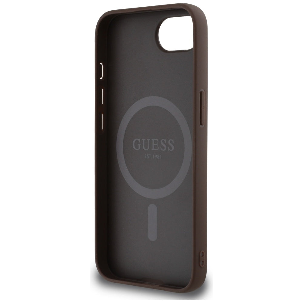MagSafe futrola za Apple iPhone 17e / 16e, Guess, 4G Ring Classic Logo, smeđa