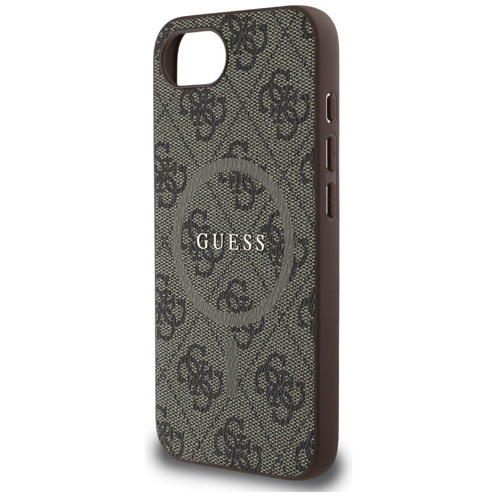 MagSafe futrola za Apple iPhone 17e / 16e, Guess, 4G Ring Classic Logo, smeđa