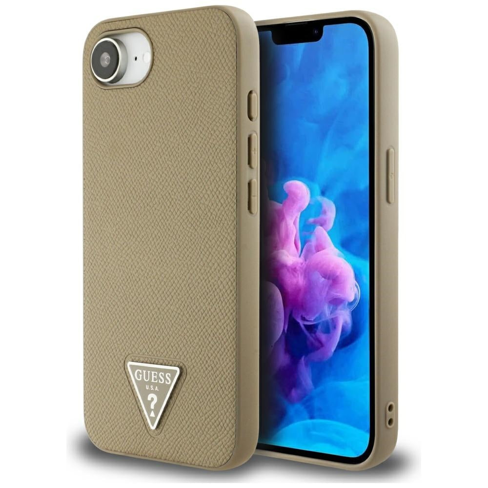 MagSafe torbica za Apple iPhone 17e / 16e, Guess, Grained Triangle Logo, Smeđa