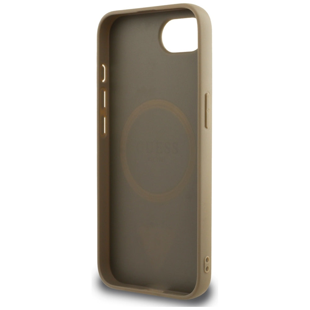 MagSafe torbica za Apple iPhone 17e / 16e, Guess, Grained Triangle Logo, Smeđa