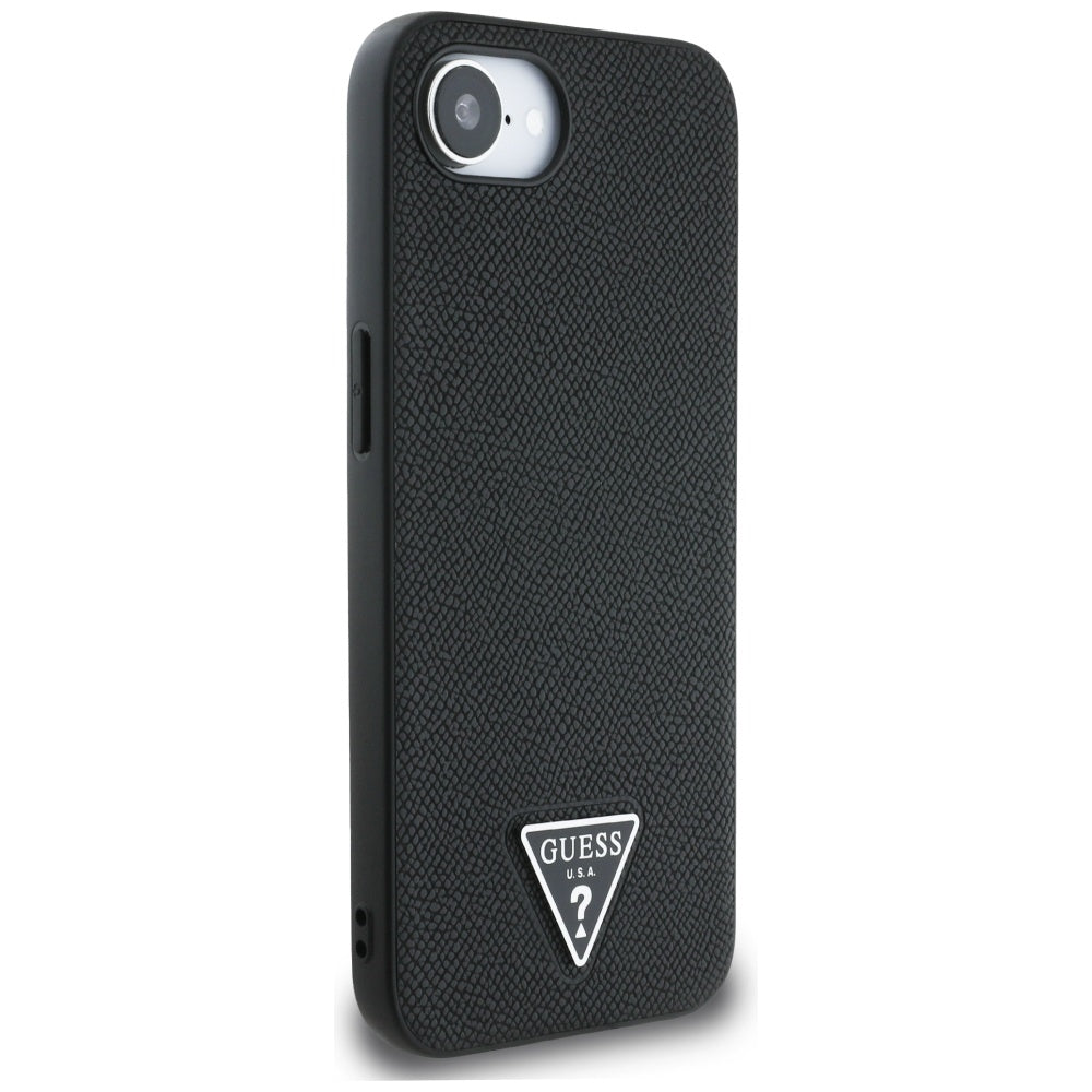 Husa MagSafe za Apple iPhone 17e / 16e, Guess, Grained Triangle Logo, Crna