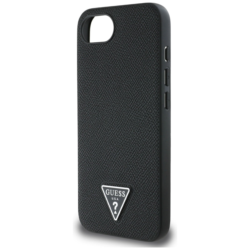 Husa MagSafe za Apple iPhone 17e / 16e, Guess, Grained Triangle Logo, Crna