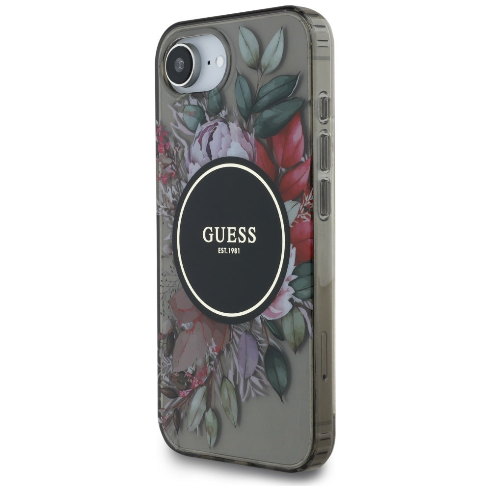 MagSafe futrola za Apple iPhone 17e / 16e, Guess, IML Flowers, Crna