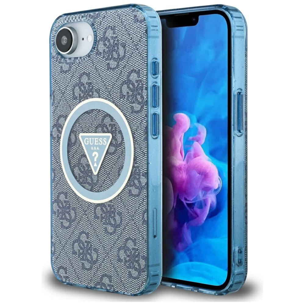 MagSafe futrola za Apple iPhone 17e / 16e, Guess, IML Glitter 4G Circle Triangle, Plava