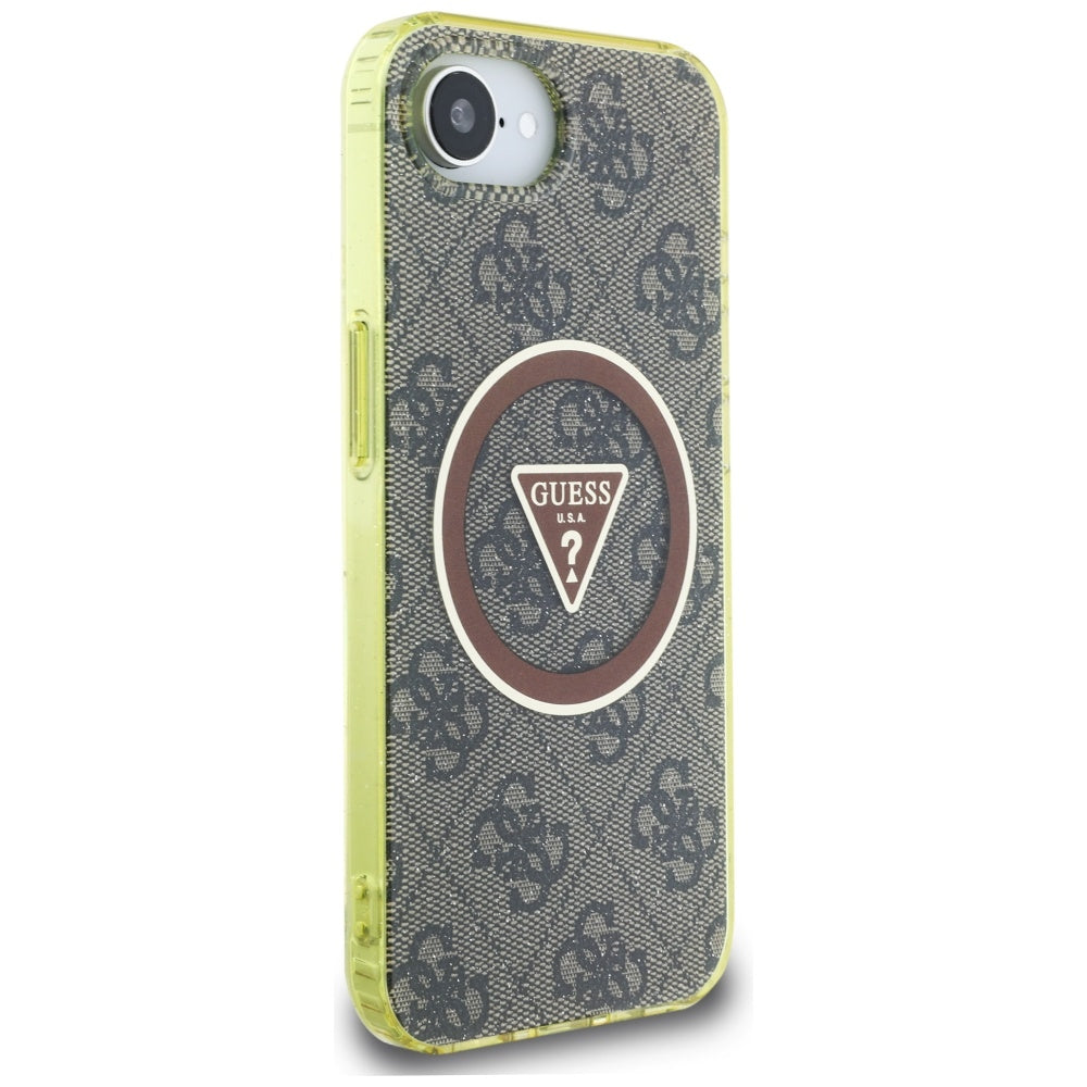 Futrola MagSafe za Apple iPhone 17e / 16e, Guess, IML Glitter 4G Circle Triangle, Smeđa