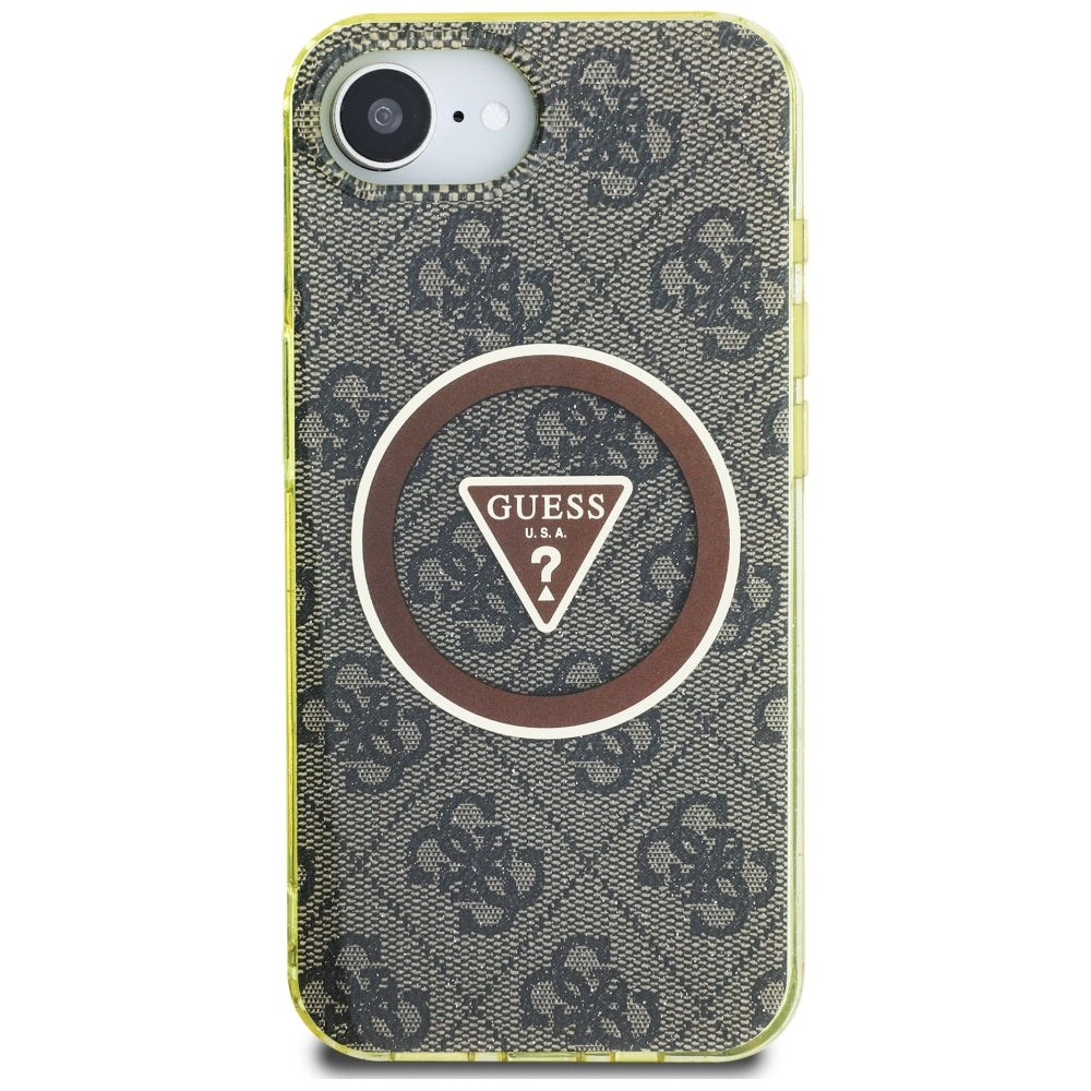 Futrola MagSafe za Apple iPhone 17e / 16e, Guess, IML Glitter 4G Circle Triangle, Smeđa