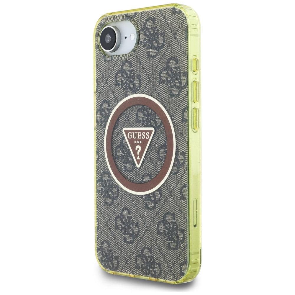 Futrola MagSafe za Apple iPhone 17e / 16e, Guess, IML Glitter 4G Circle Triangle, Smeđa