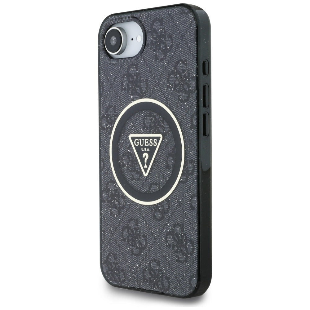 MagSafe futrola za Apple iPhone 17e / 16e, Guess, IML Glitter 4G Circle Triangle, Crna
