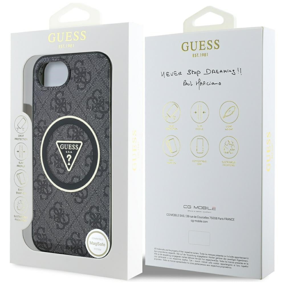 MagSafe futrola za Apple iPhone 17e / 16e, Guess, IML Glitter 4G Circle Triangle, Crna