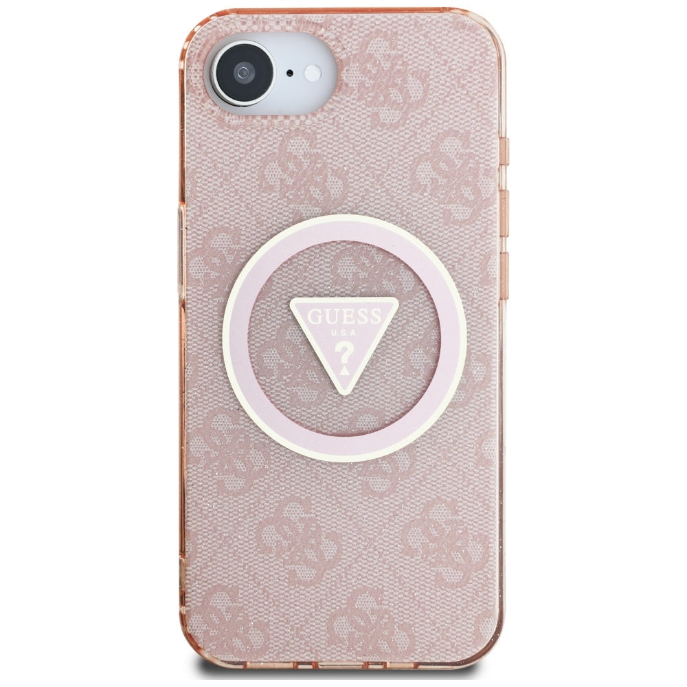 MagSafe futrola za Apple iPhone 17e / 16e, Guess, IML Glitter 4G Circle Triangle, Roza