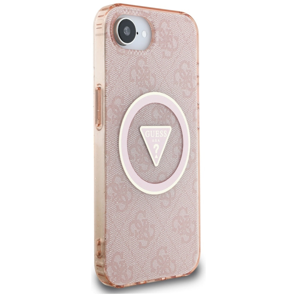 MagSafe futrola za Apple iPhone 17e / 16e, Guess, IML Glitter 4G Circle Triangle, Roza