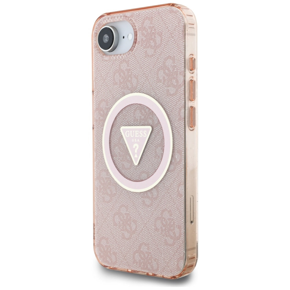 MagSafe futrola za Apple iPhone 17e / 16e, Guess, IML Glitter 4G Circle Triangle, Roza
