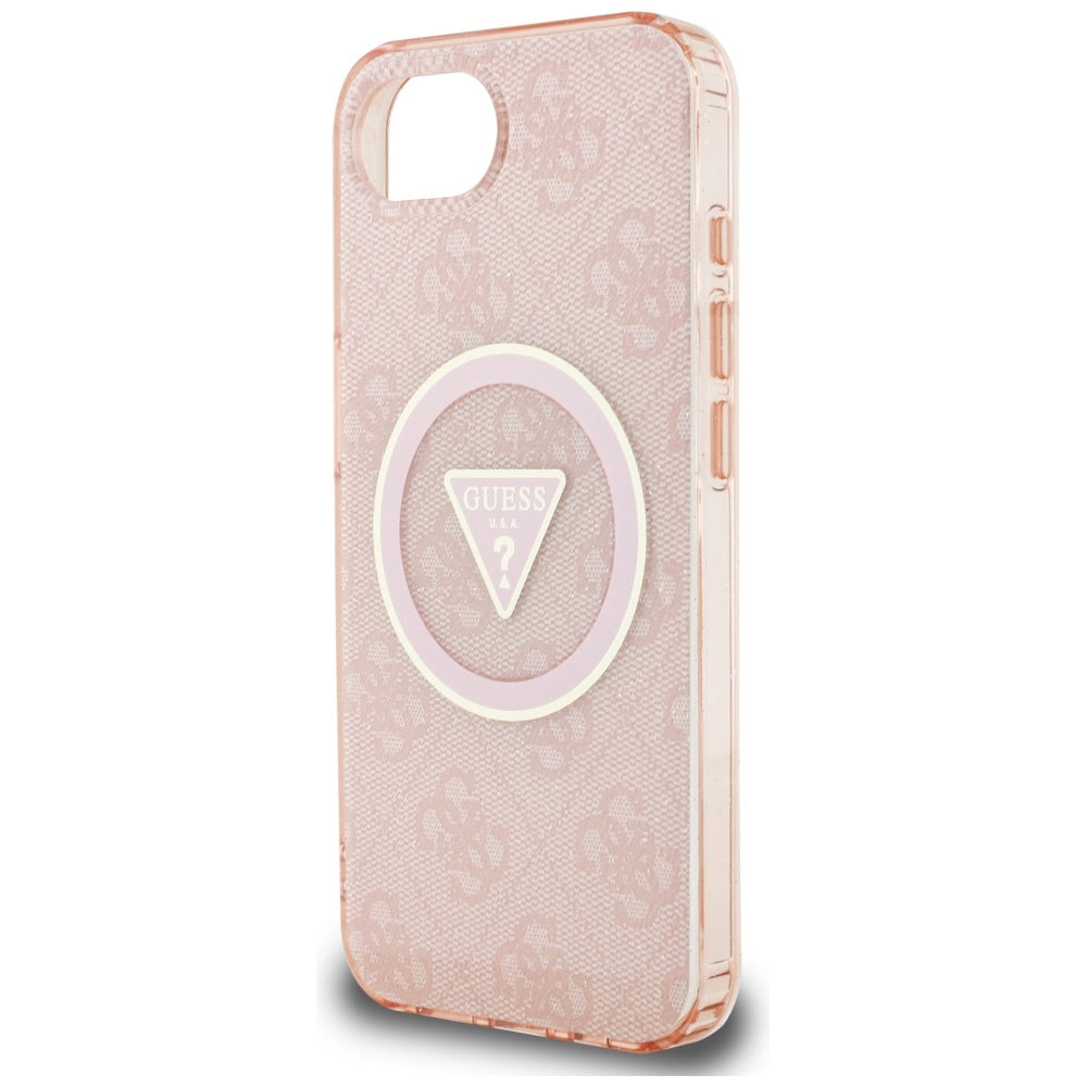 MagSafe futrola za Apple iPhone 17e / 16e, Guess, IML Glitter 4G Circle Triangle, Roza