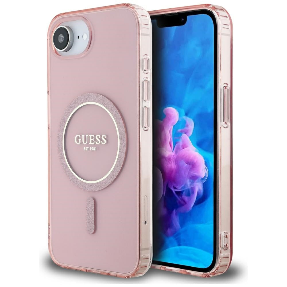 MagSafe futrola za Apple iPhone 17e / 16e, Guess, IML Glitter Circle, Roza
