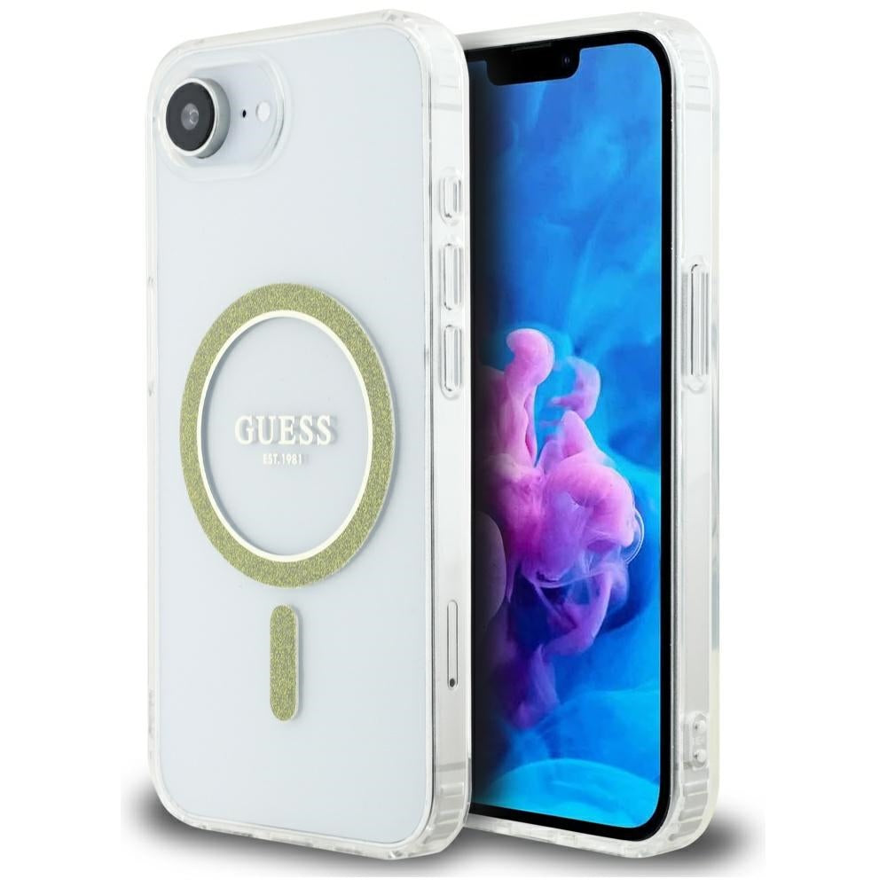 MagSafe futrola za Apple iPhone 17e / 16e, Guess, IML Glitter Circle, Prozirna