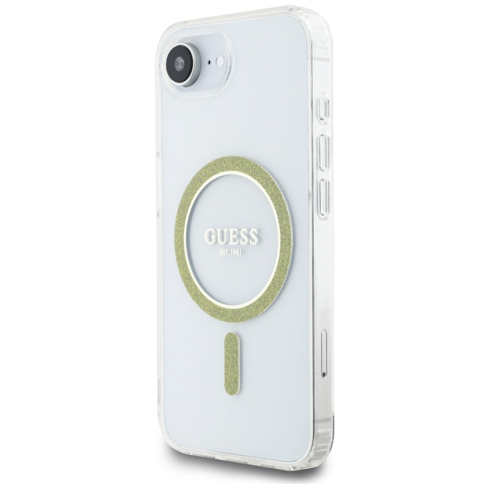 MagSafe futrola za Apple iPhone 17e / 16e, Guess, IML Glitter Circle, Prozirna