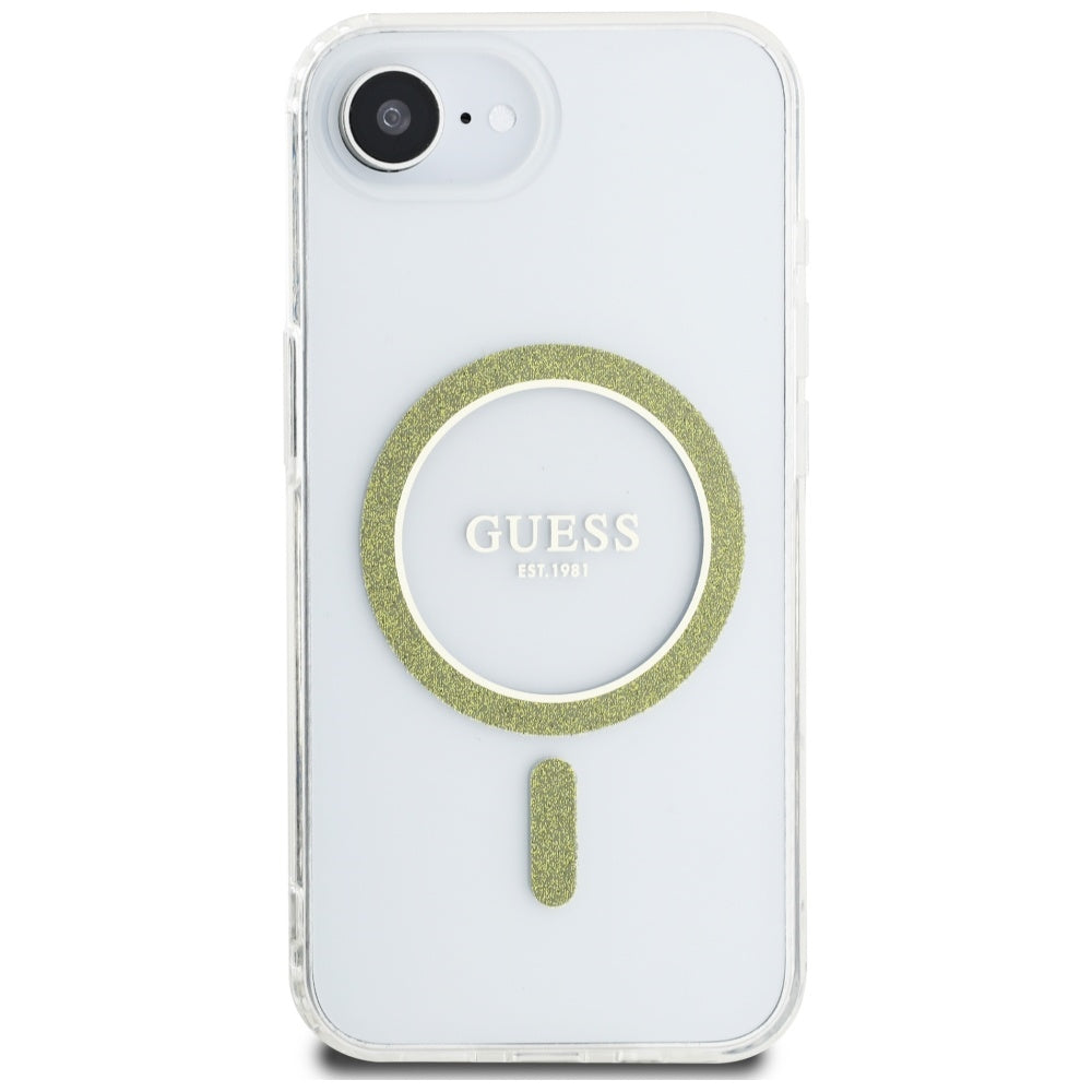 MagSafe futrola za Apple iPhone 17e / 16e, Guess, IML Glitter Circle, Prozirna