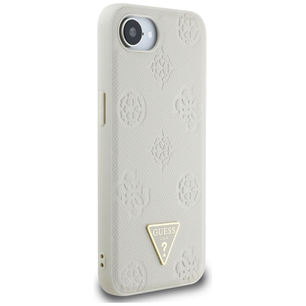 MagSafe futrola za Apple iPhone 17e / 16e, Guess, Peony Grained Hot Stamp Triangle, Bež