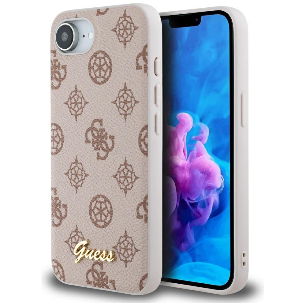 MagSafe torbica za Apple iPhone 17e / 16e, Guess, Peony Script, Smeđa