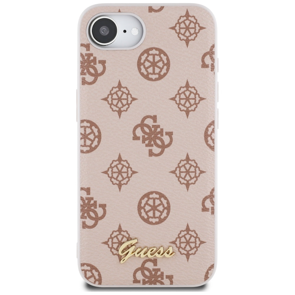 MagSafe torbica za Apple iPhone 17e / 16e, Guess, Peony Script, Smeđa