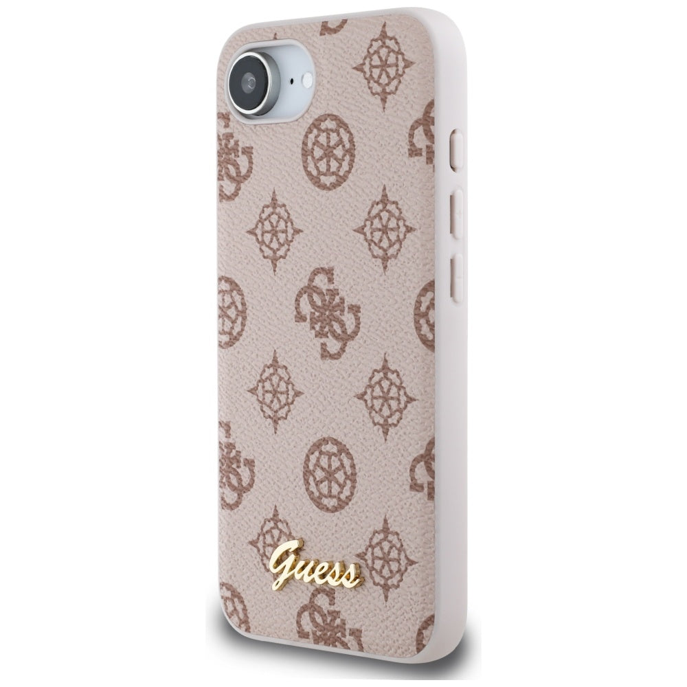 MagSafe torbica za Apple iPhone 17e / 16e, Guess, Peony Script, Smeđa