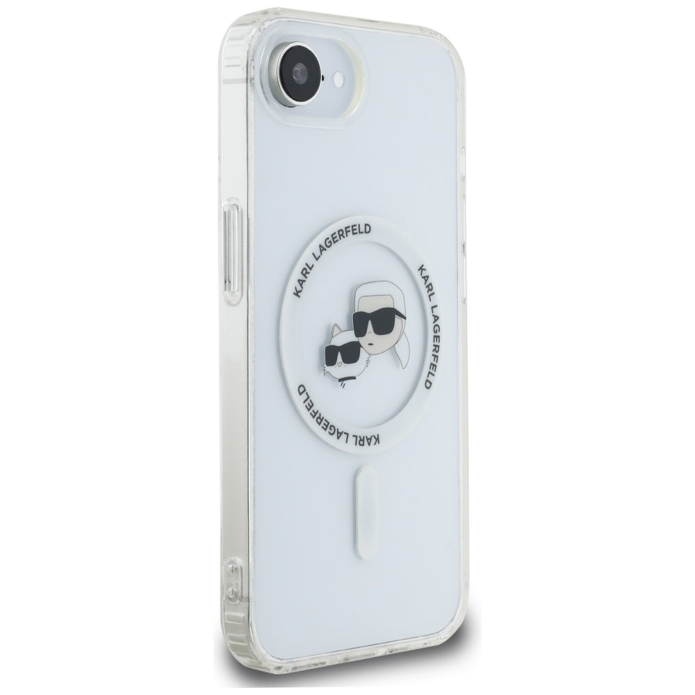 MagSafe futrola za Apple iPhone 17e / 16e, Karl Lagerfeld, IML Metal Karl & Choupette's Heads, Bijela