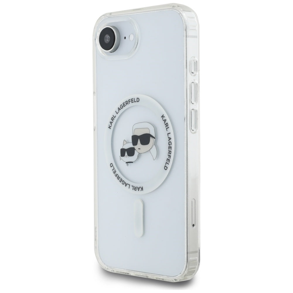 MagSafe futrola za Apple iPhone 17e / 16e, Karl Lagerfeld, IML Metal Karl & Choupette's Heads, Bijela