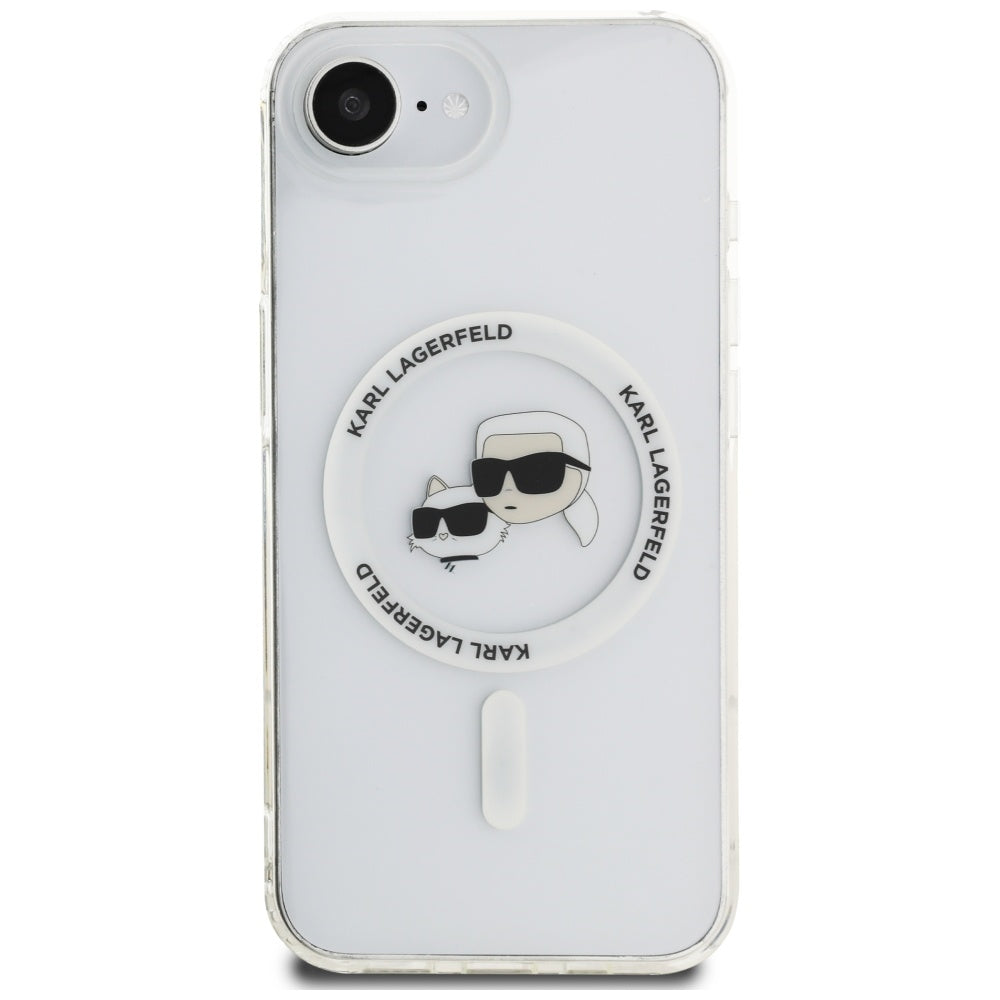 MagSafe futrola za Apple iPhone 17e / 16e, Karl Lagerfeld, IML Metal Karl & Choupette's Heads, Bijela