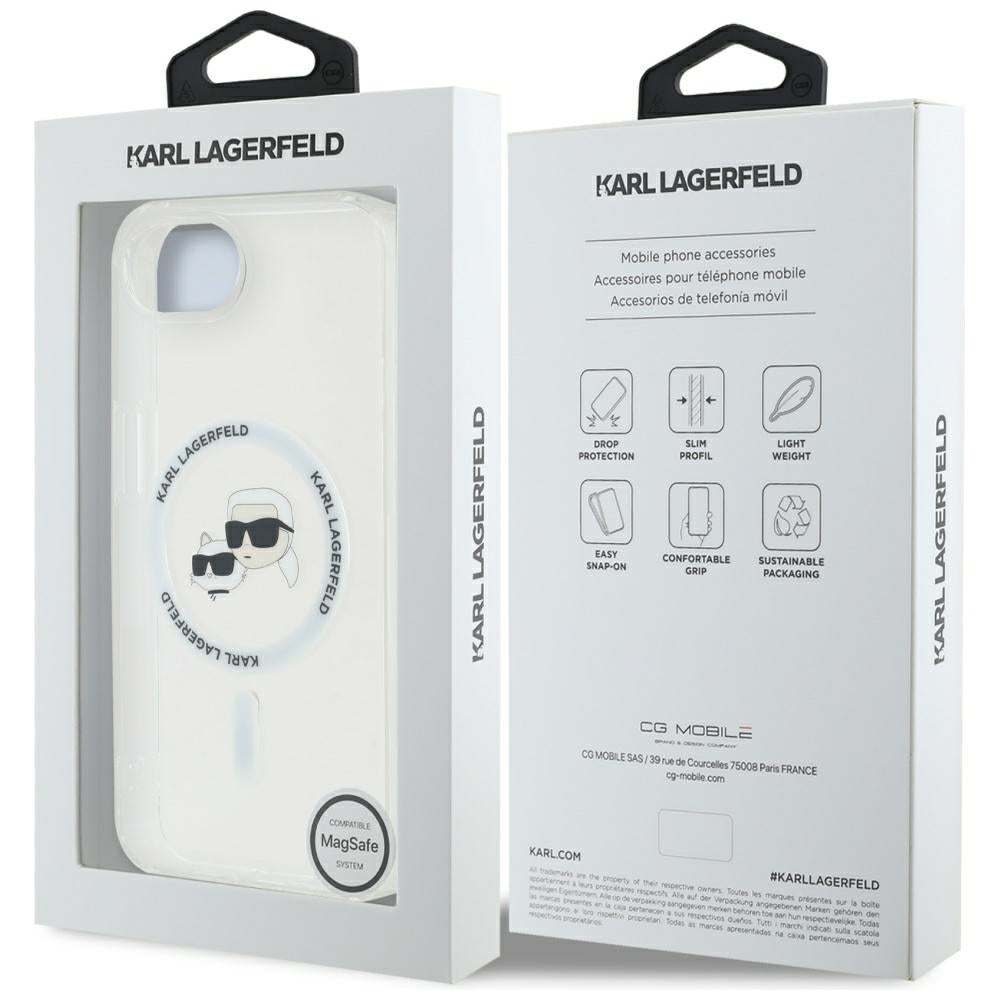 MagSafe futrola za Apple iPhone 17e / 16e, Karl Lagerfeld, IML Metal Karl & Choupette's Heads, Bijela