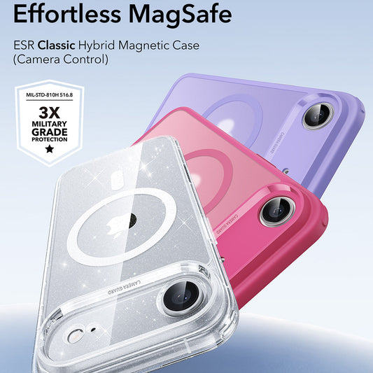 Futrola MagSafe za Apple iPhone 17 Air, ESR, Classic Hybrid Shimmer, Prozirna